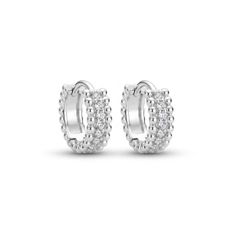 BRINCO CLICK CRAVEJADO BANHADO PRATA - CRISTAL