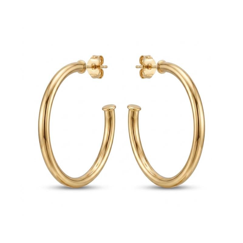 BRINCO ARGOLA TUBO M BANHADO OURO - .