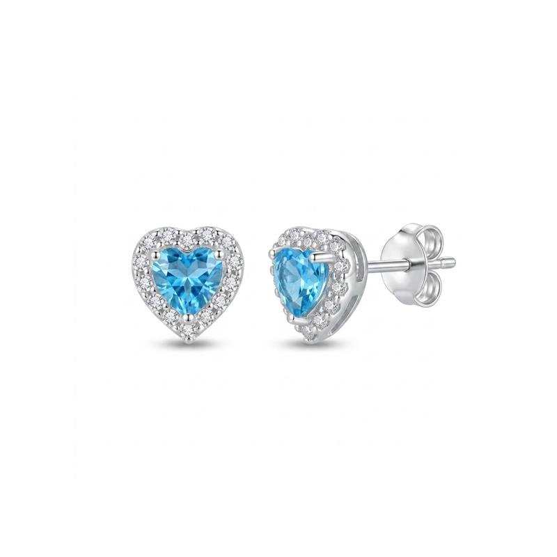 BRINCO CORAÇÃOZINHO PRATA 925 - AZUL CLARO