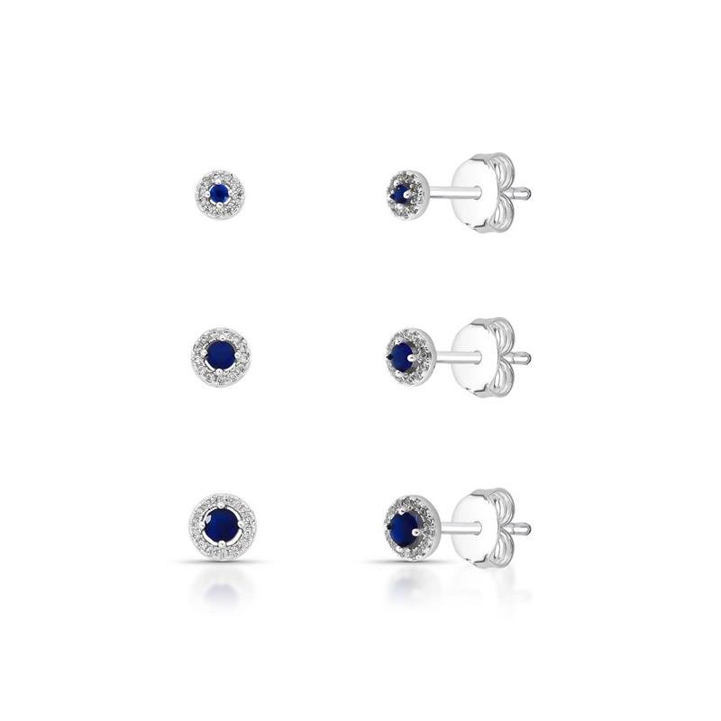 BRINCOS TRIO CRAVEJADO BANHADO PRATA - AZUL