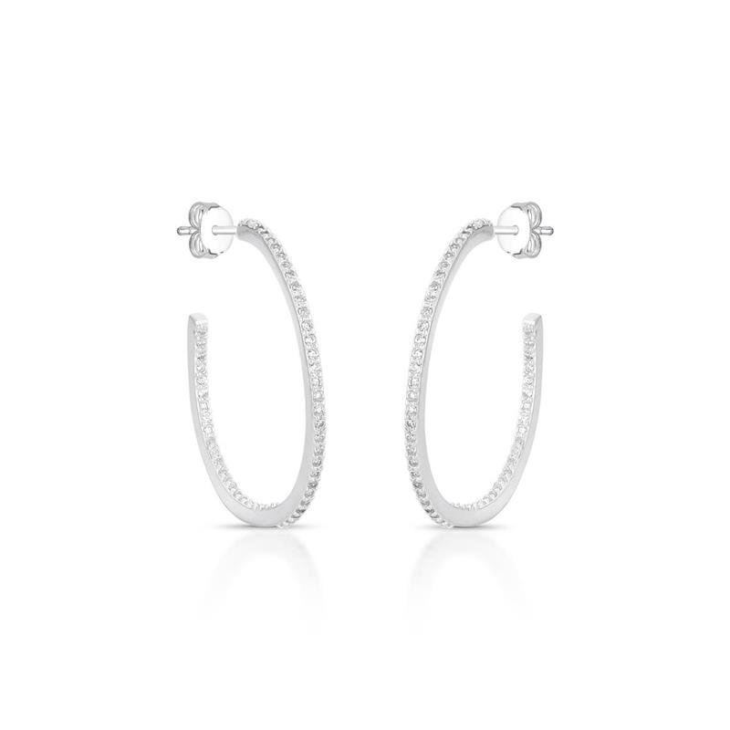 BRINCO ARGOLA CRAVEJADA PRATA 925 - CRISTAL
