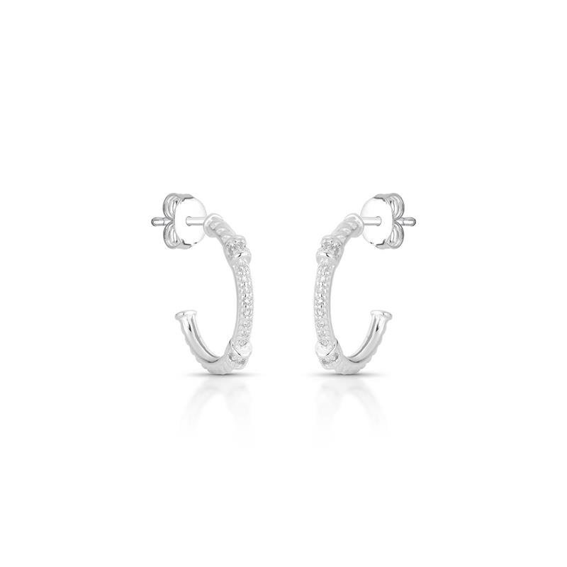 BRINCO ARGOLA TORCIDA CRAVEJADA PRATA 925 - CRISTAL
