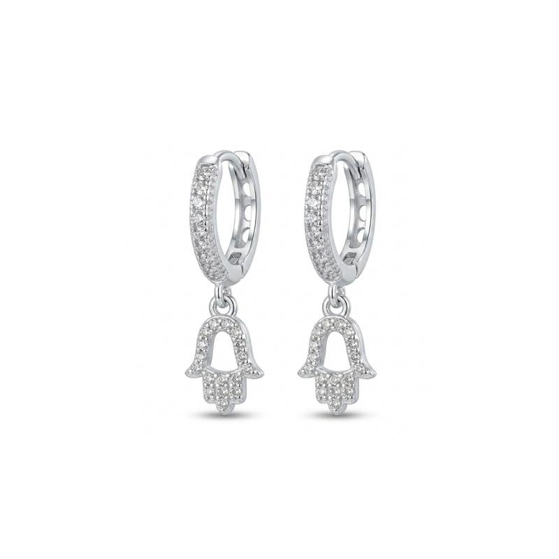 BRINCO CLICK HAMSA PRATA 925 - CRISTAL