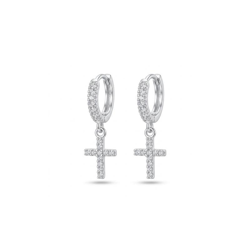BRINCO CLICK CRUZ PRATA 925 - CRISTAL