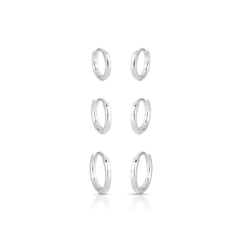 BRINCOS TRIO CLICK PRATA 925 - .