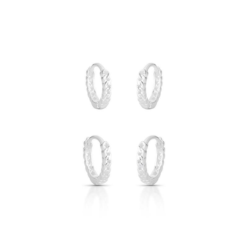 BRINCOS DUO CLICK CORRENTE PRATA 925 - .