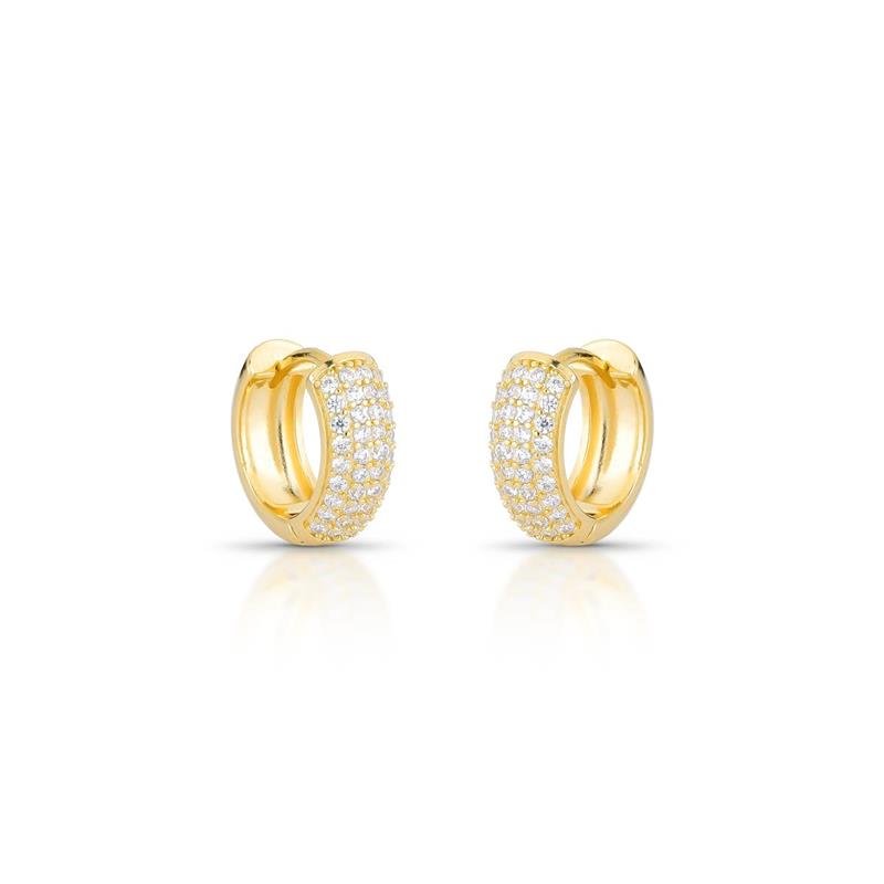 BRINCO CLICK CRAVEJADO BANHADO OURO - CRISTAL