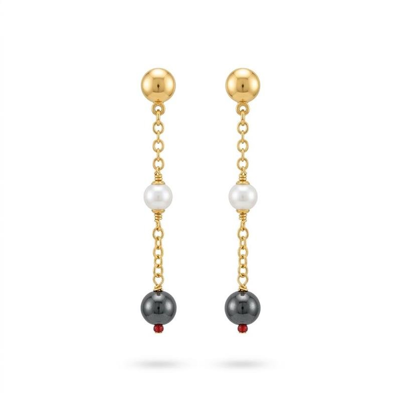 BRINCO PÉROLAS BANHADO OURO - .
