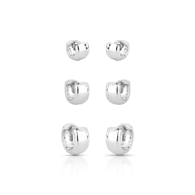 BRINCOS TRIO ARGOLA CLICK BANHADO RÓDIO - .