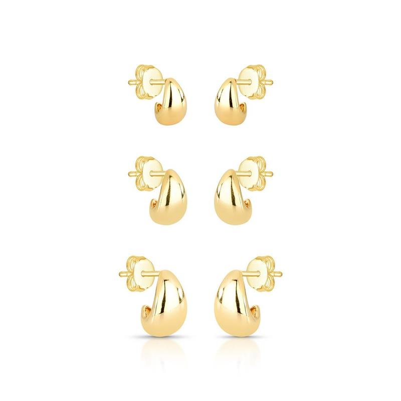 BRINCOS TRIO BANHADO OURO - .