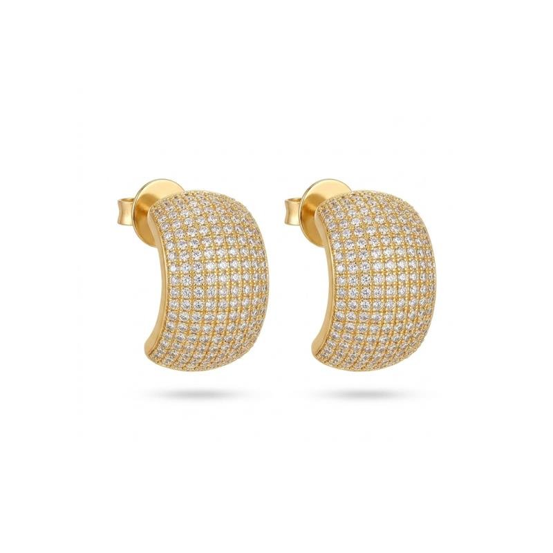 BRINCOS CRAVEJADOS BANHADO OURO - CRISTAL