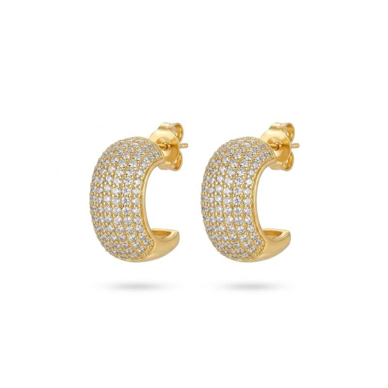 BRINCOS CRAVEJADOS BANHADO OURO - CRISTAL