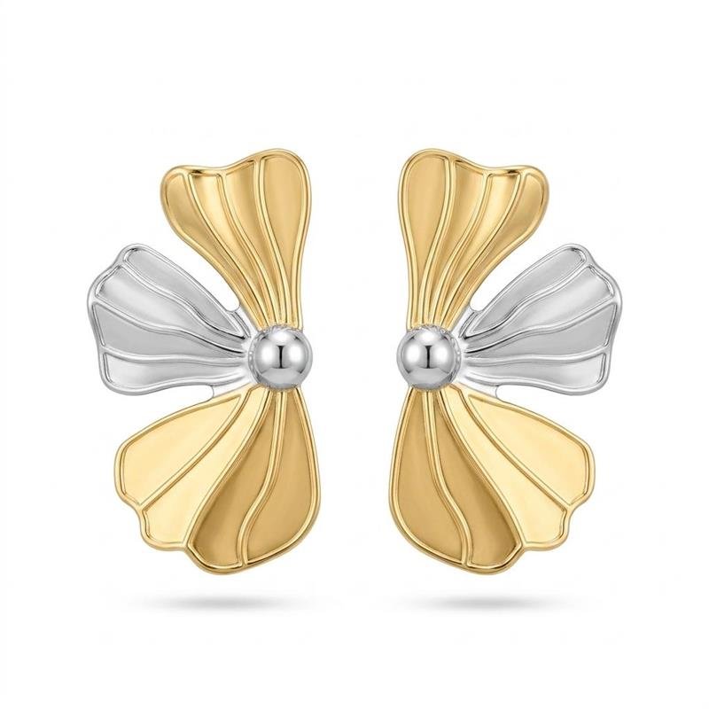 BRINCO FLOR BANHADO OURO E RODIO - .