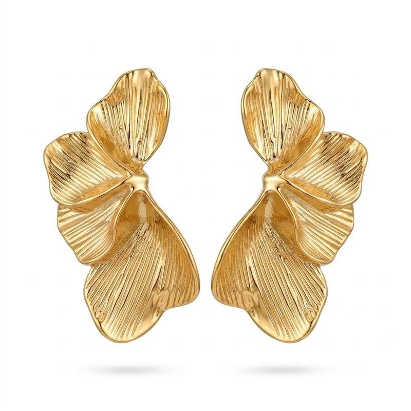 BRINCO MEIA FLOR BANHADO OURO - .