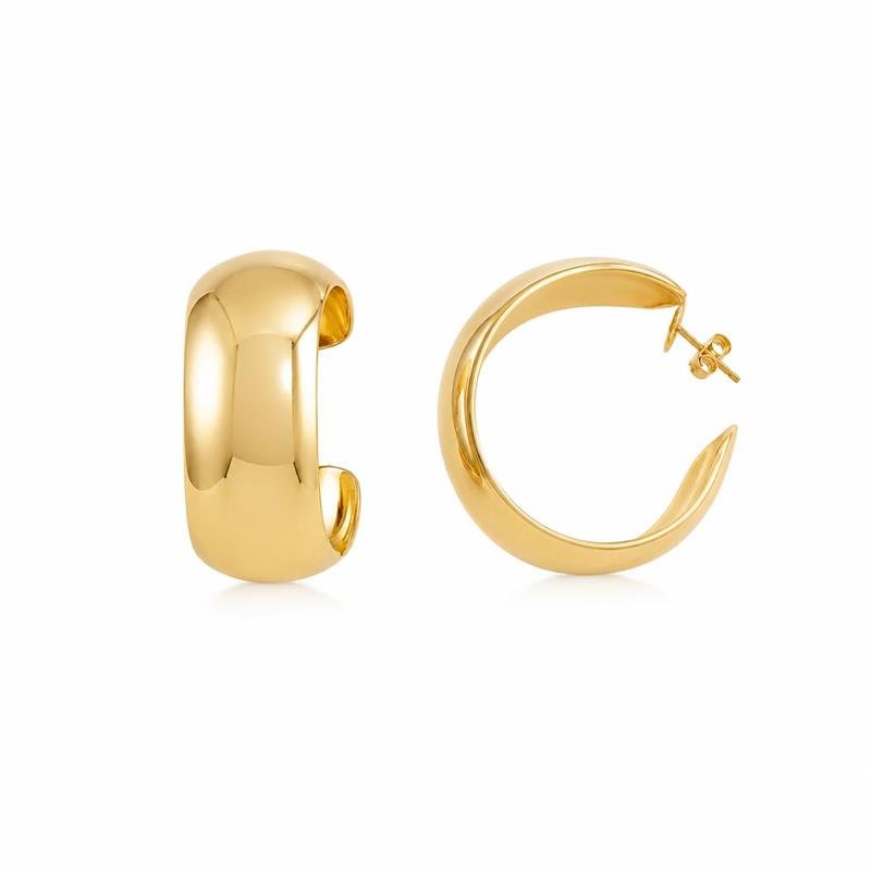 BRINCO ARGOLA LARGA BANHADO OURO - .